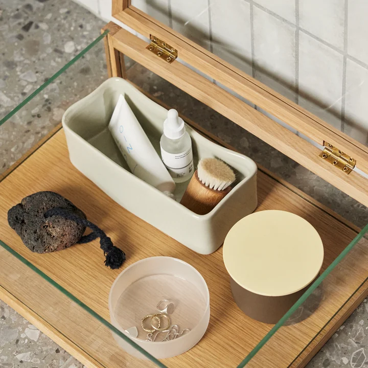 Amare desk organizer small, sand / green from Hübsch Interior