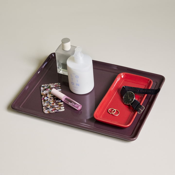 Amare tray, burgundy / red (set of 2) from Hübsch Interior