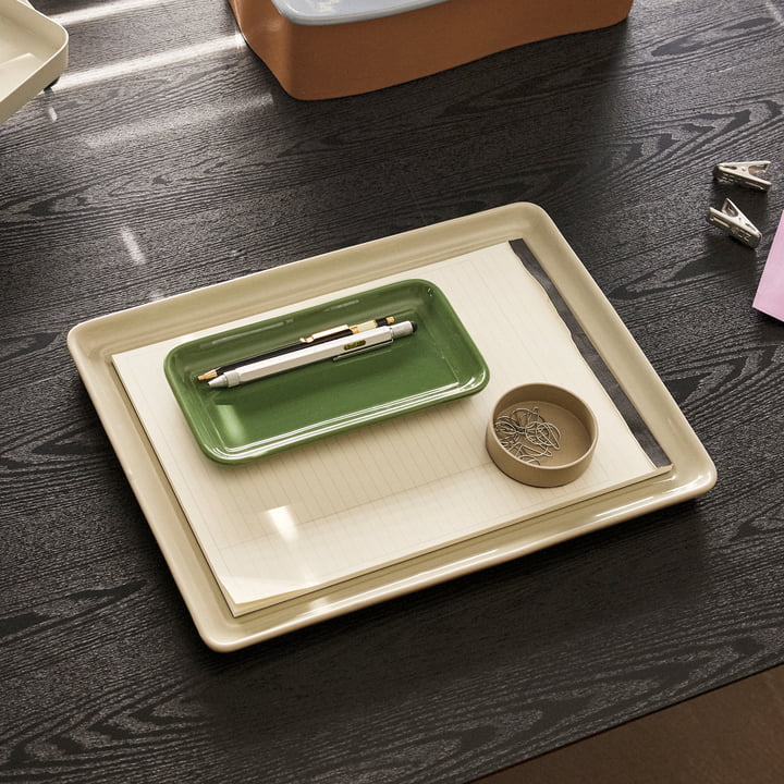 Amare tray, sand / green (set of 2) from Hübsch Interior