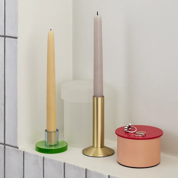 Astra candlestick small, blue / green from Hübsch Interior