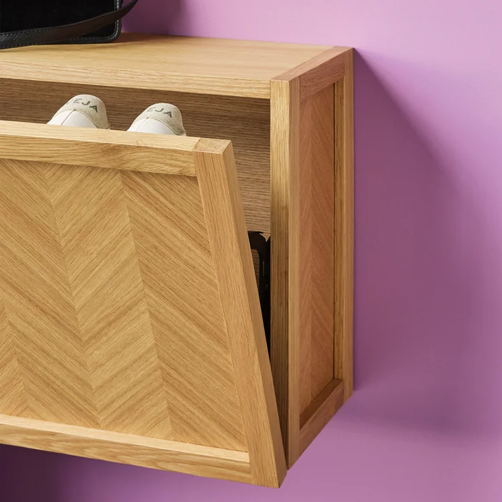 Herringbone Shoe cabinet, natural oak from Hübsch Interior