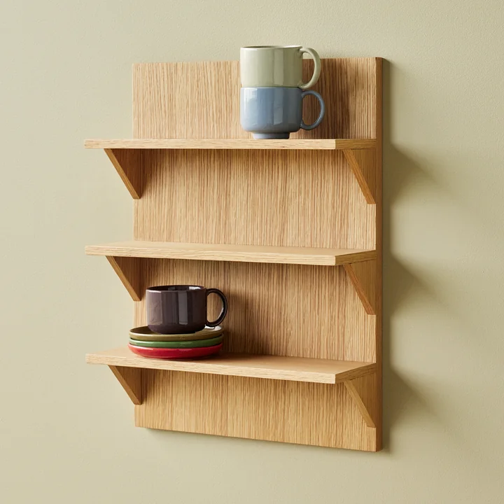 Straight Wall shelf, natural oak from Hübsch Interior