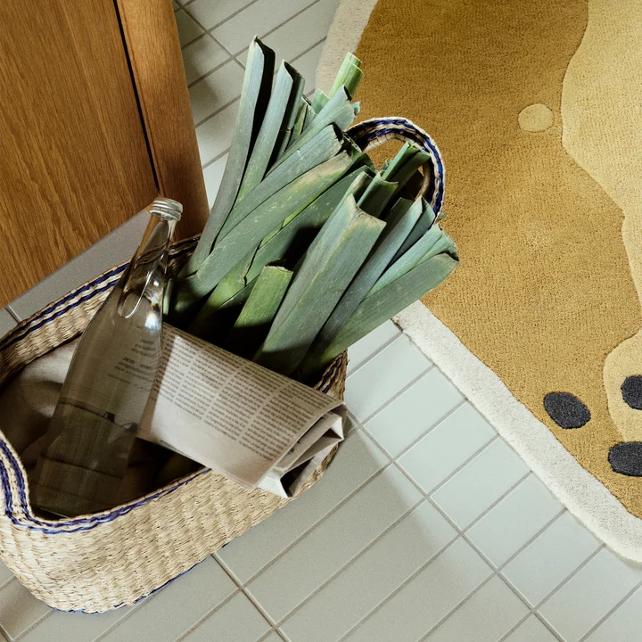 Lykke Basket from Broste Copenhagen in the natural / baja blue version