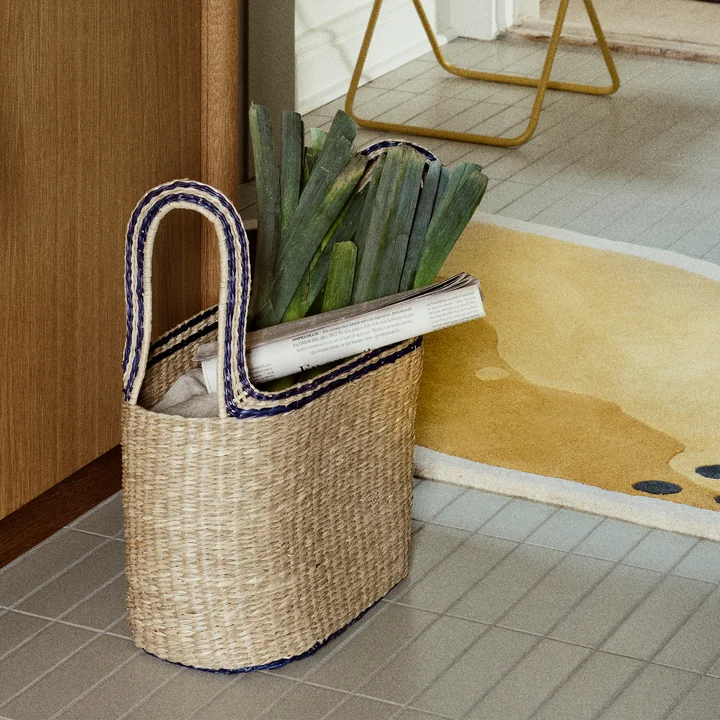 Lykke Basket from Broste Copenhagen in the natural / baja blue version
