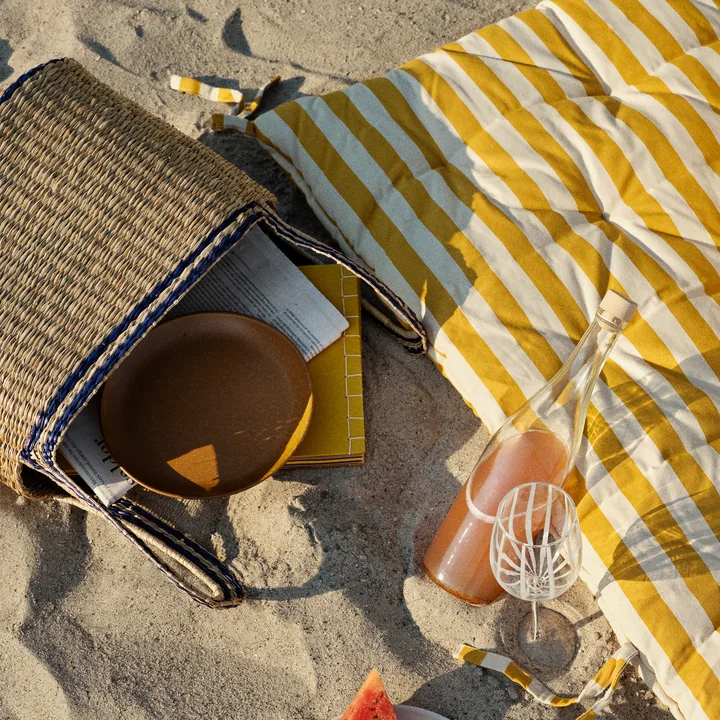 Lykke Basket from Broste Copenhagen in the natural / baja blue version