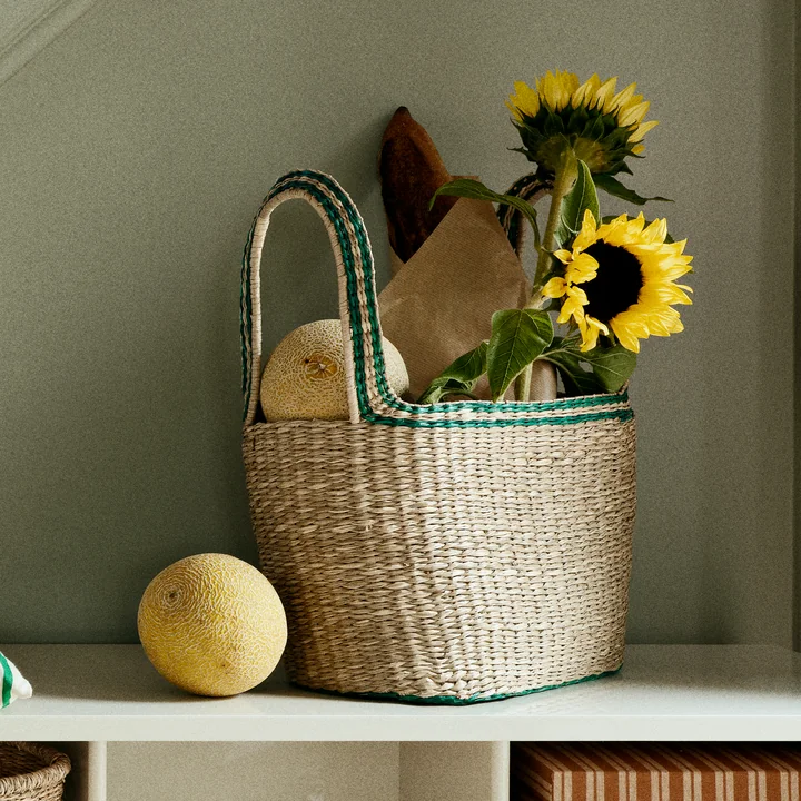 Lykke Basket from Broste Copenhagen in the natural / jelly green version