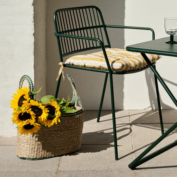 Lykke Basket from Broste Copenhagen in the natural / jelly green version