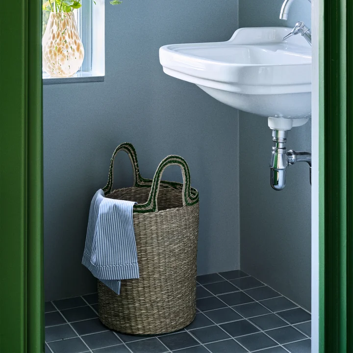 Lykke Basket from Broste Copenhagen in the natural / jelly green version