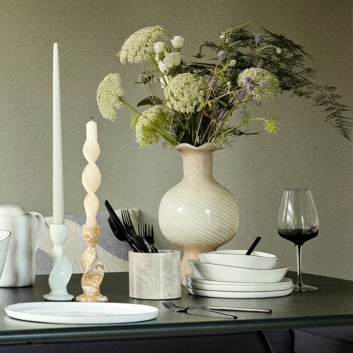 Mella Vase from Broste Copenhagen in color taupe sand / off-white