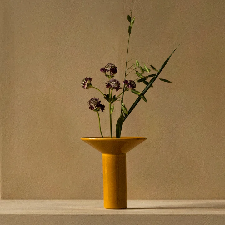 Hana Vase, ocher, h 1 4. 5 cm from Audo