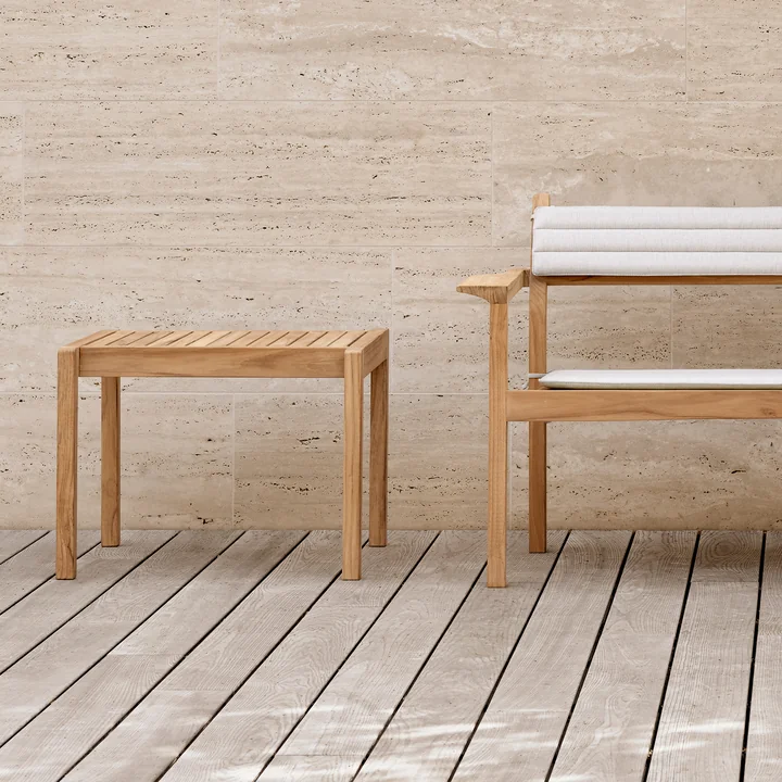 AH911 Outdoor side table, 5 9. 5 x 4 8. 5 cm, teak untreated by Carl Hansen