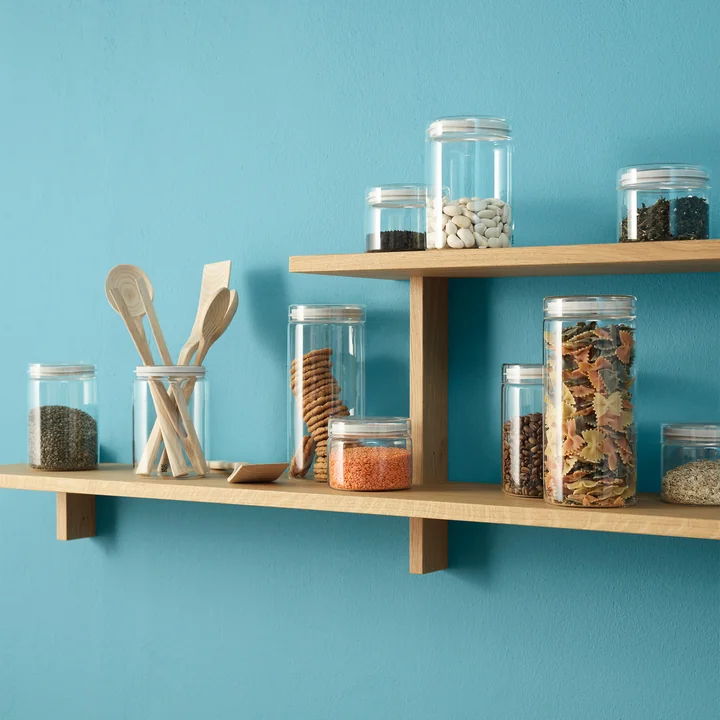 Store-It storage jar with lid by Rig-Tig by Stelton in color light gray