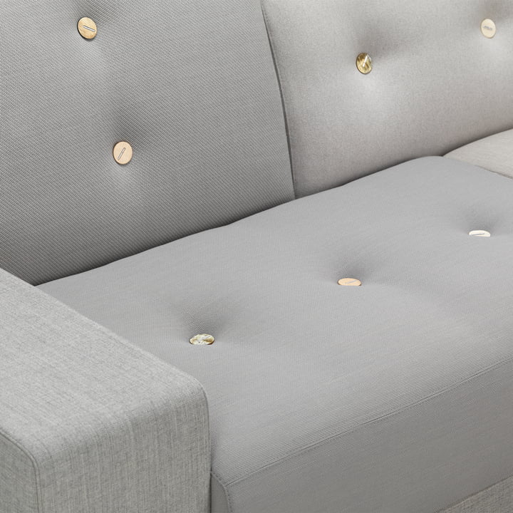 Polder Sofa with ottoman, armrest left / gray (Mix The Pebble Greys 04) (Knob set light 01) of Vitra