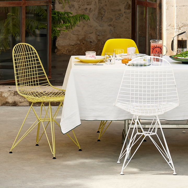 Wire Chair DKR (H 43 cm), citron / without cover of Vitra