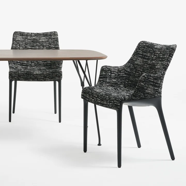 Eleganza Nia Armchair, frame black, fabric melange black from Kartell