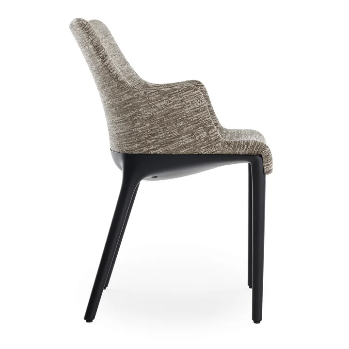 Eleganza Nia Armchair, frame black, fabric melange dove gray from Kartell