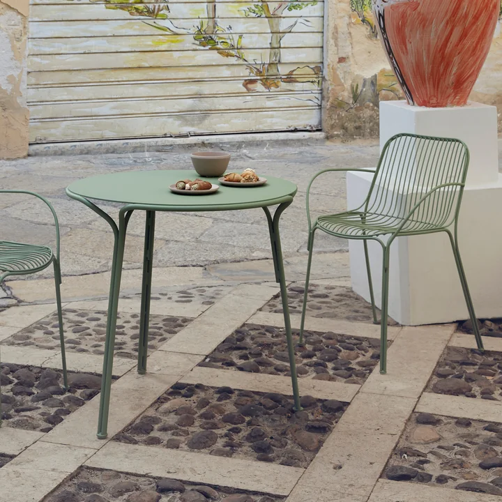 Hiray Garden table, Ø 60 cm, sage green by Kartell