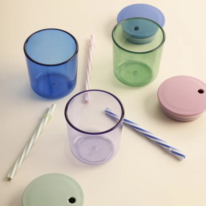 Kids Eco Drinking glass with straw lid from Design Letters