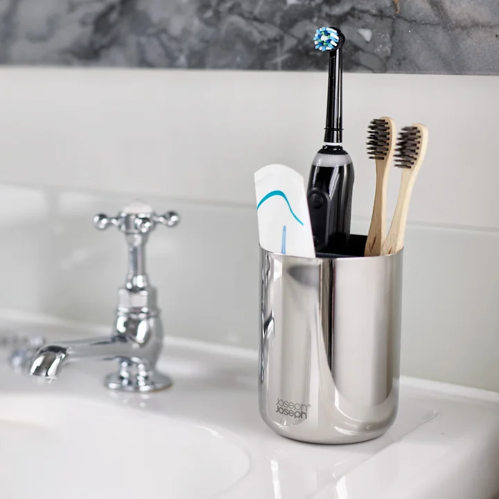EasyStore Luxe Toothbrush holder, steel from Joseph Joseph