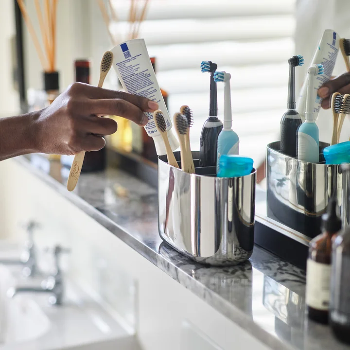 EasyStore Luxe Toothbrush holder, large, steel from Joseph Joseph