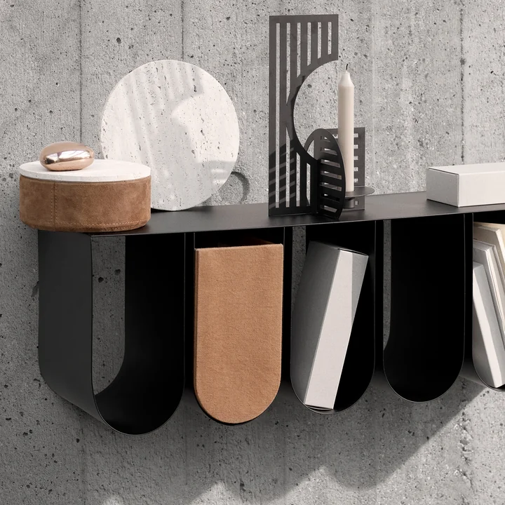 Curved Wall shelf from Kristina Dam Studio in color black