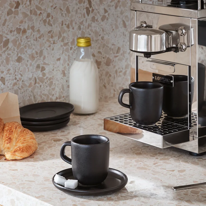 Nordic Kitchen Cup with saucer 6,5 cl, black from Eva Solo