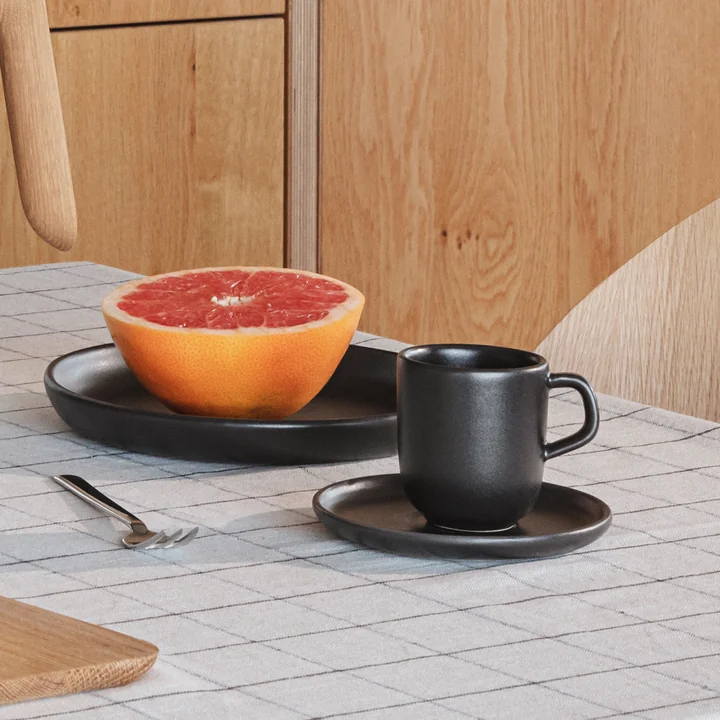 Nordic Kitchen Cup with saucer 6,5 cl, black from Eva Solo