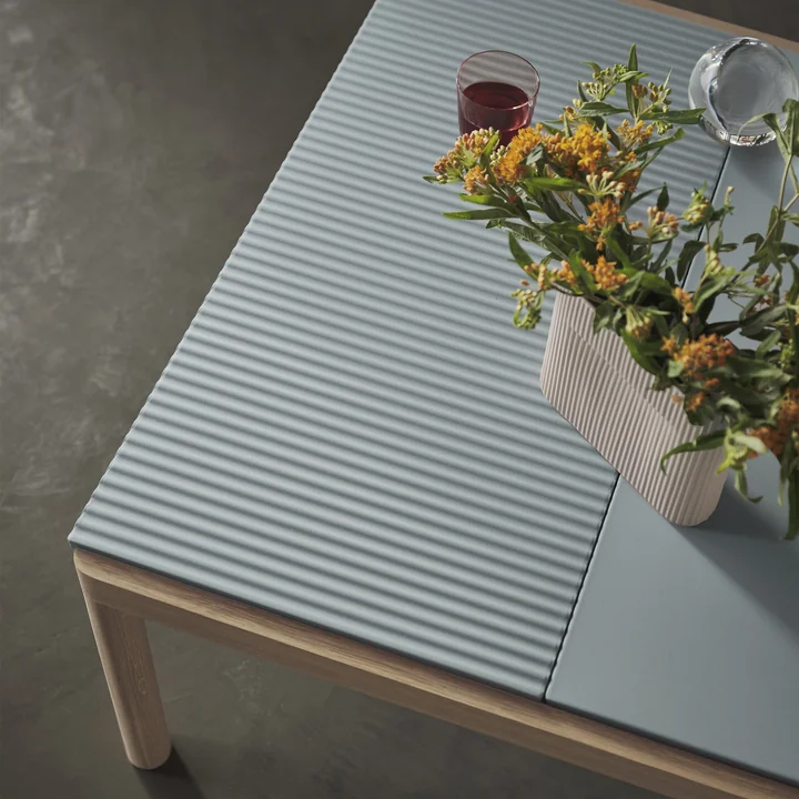 Couple Coffee table from Muuto in the finish Pale Blue/Oak