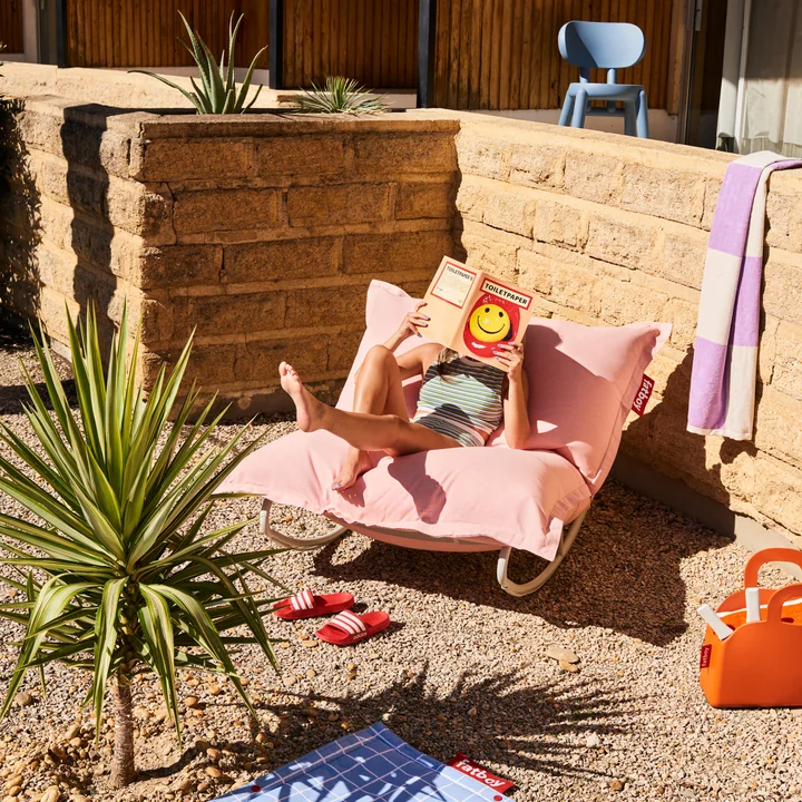 Fatboy - Action set: Rock 'n' Roll Lounge Chair, light gray + Original Outdoor Beanbag, blossom