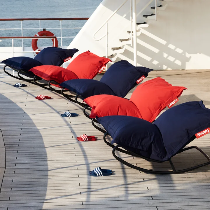 Fatboy - Special offer set: Rock 'n' Roll Lounge Chair, black + Original Outdoor Beanbag, dark ocean and red