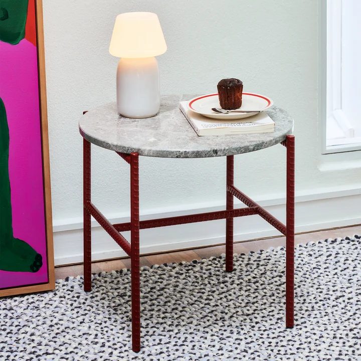 Rebar Side table Ø 45 x H 40.5 cm, marble gray / barn red by HAY