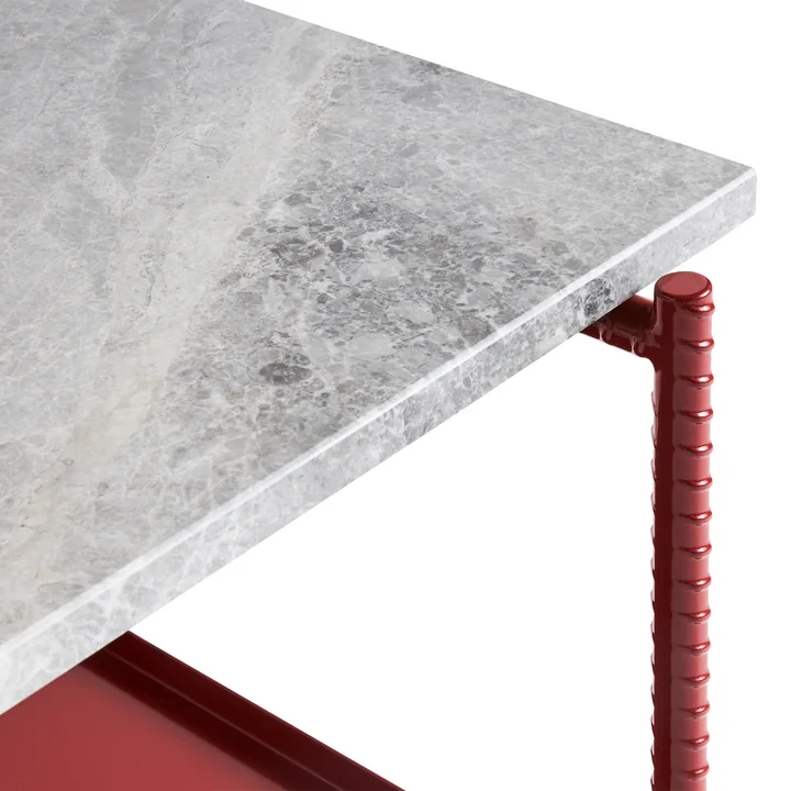 Rebar Side table, marble gray / barn red by HAY