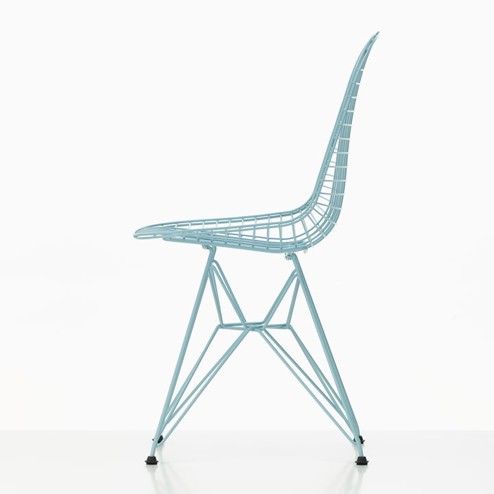 Wire Chair DKR (H 43 cm), sky blue / without cover, plastic glides (basic dark) from Vitra