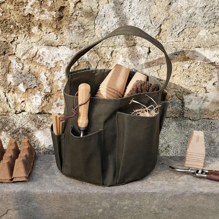 Ferm Living - Bark Garden pouch bag, olive