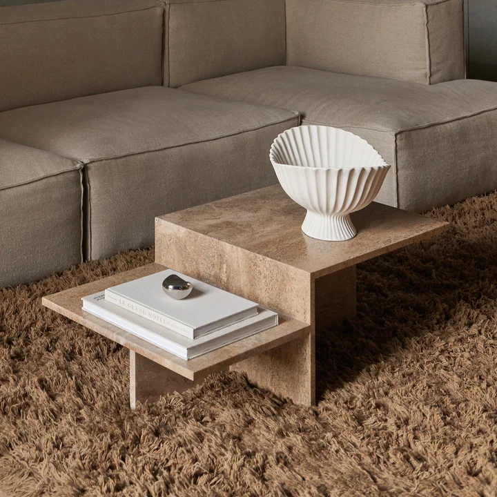 Ferm Living - Distinct Coffee table, dark brown travertine stone