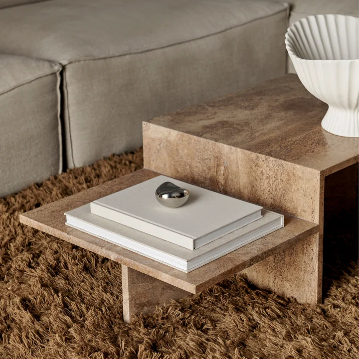 Ferm Living - Distinct Coffee table, dark brown travertine stone