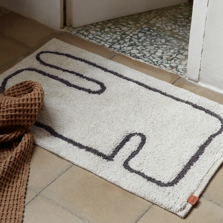 Lay Washable doormat from Ferm Living in the design off-white / coffee