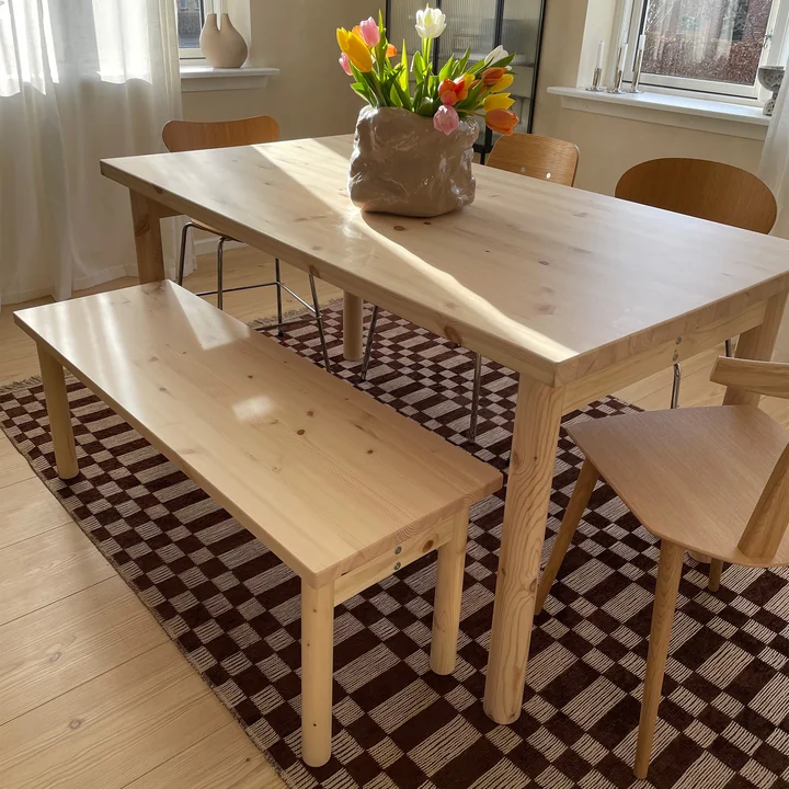 Pace Bench and dining table from Karup Design in natural color