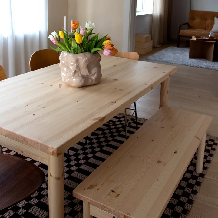 Pace Bench and dining table from Karup Design in natural color