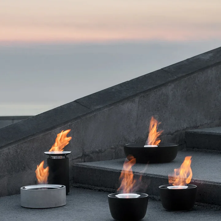 Fuoco Gel fireplace, stainless steel polished by Blomus