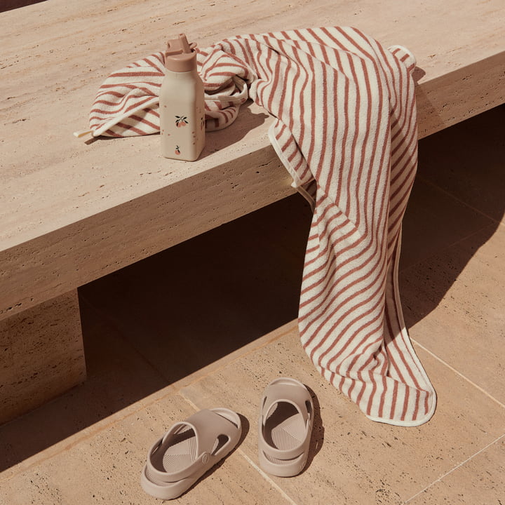 Hansen Beach towel by LIEWOOD in the version striped, tuscany rose / creme de la creme