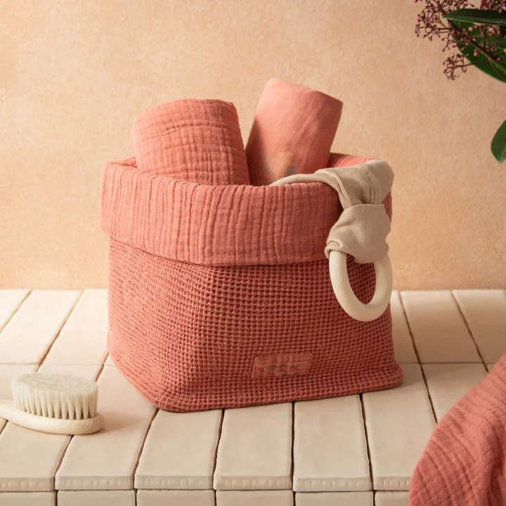 Nobodinoz - Wabi Sabi Basket, 18 x 20 cm, rosewood