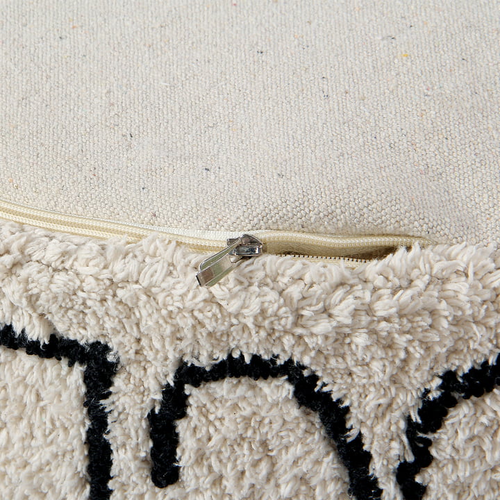 ABC Pouf, Ø 70 cm, natural / black from Lorena Canals