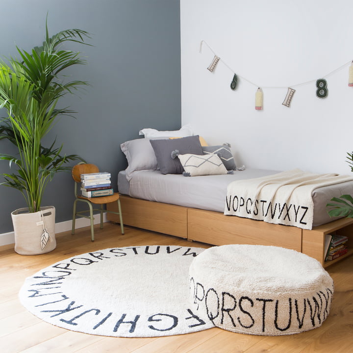 ABC Pouf, Ø 70 cm, natural / black from Lorena Canals