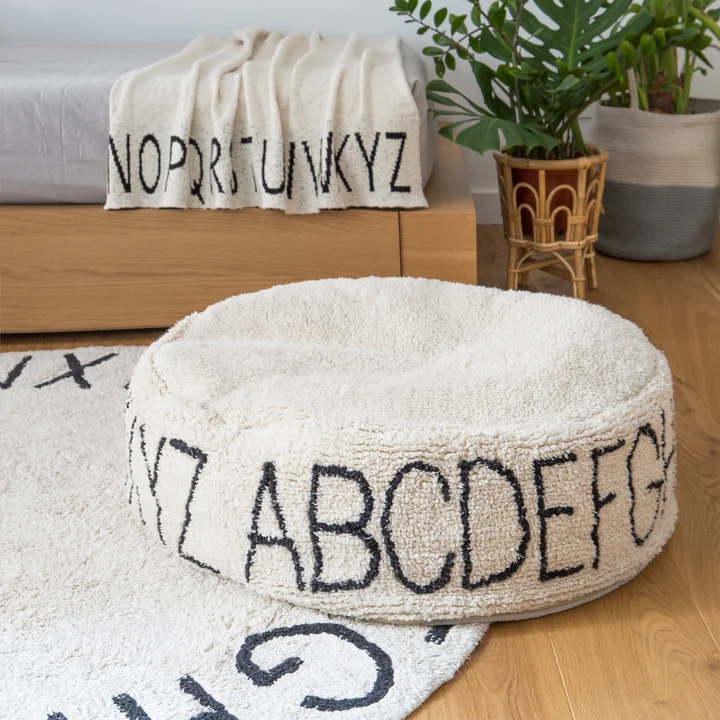 ABC Pouf, Ø 70 cm, natural / black from Lorena Canals