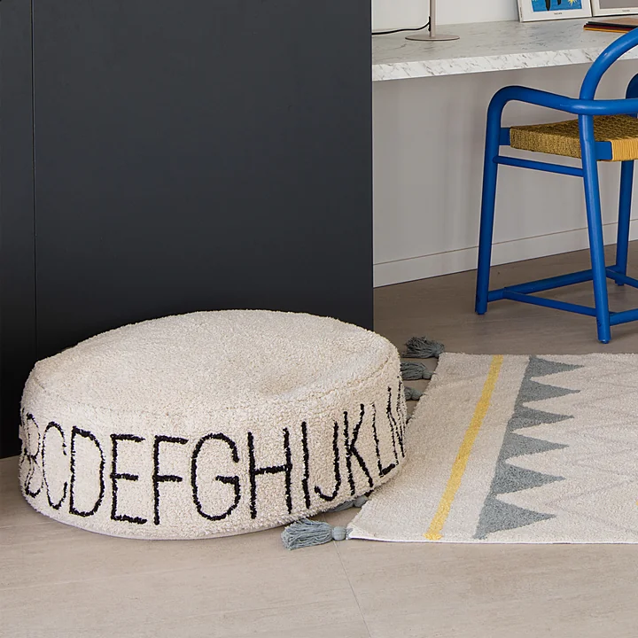 ABC Pouf, Ø 70 cm, natural / black from Lorena Canals