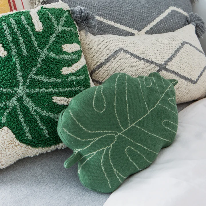 Knitted cushion Baby Leaf, green from Lorena Canals