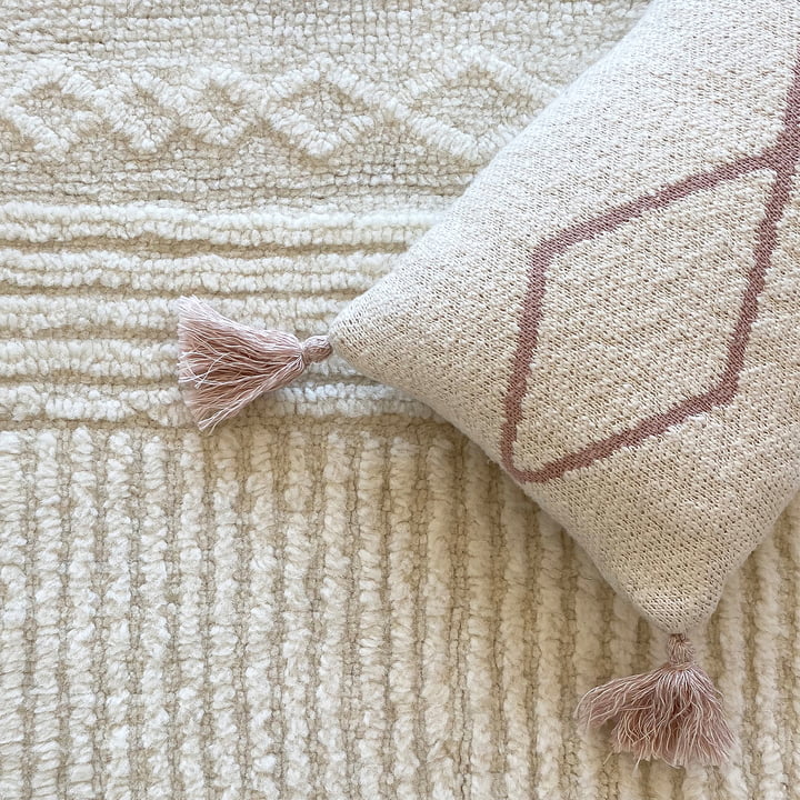 Knitted cushion Little Oasis, 25 x 40 cm, natural / pink from Lorena Canals