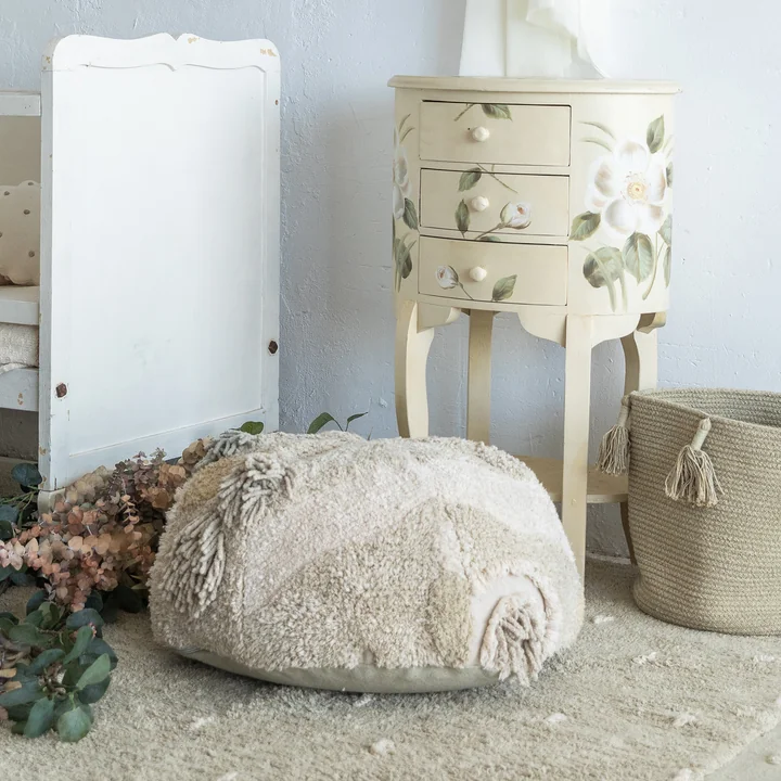 Mossy Rock Pouf, Ø 50 cm, green / beige from Lorena Canals