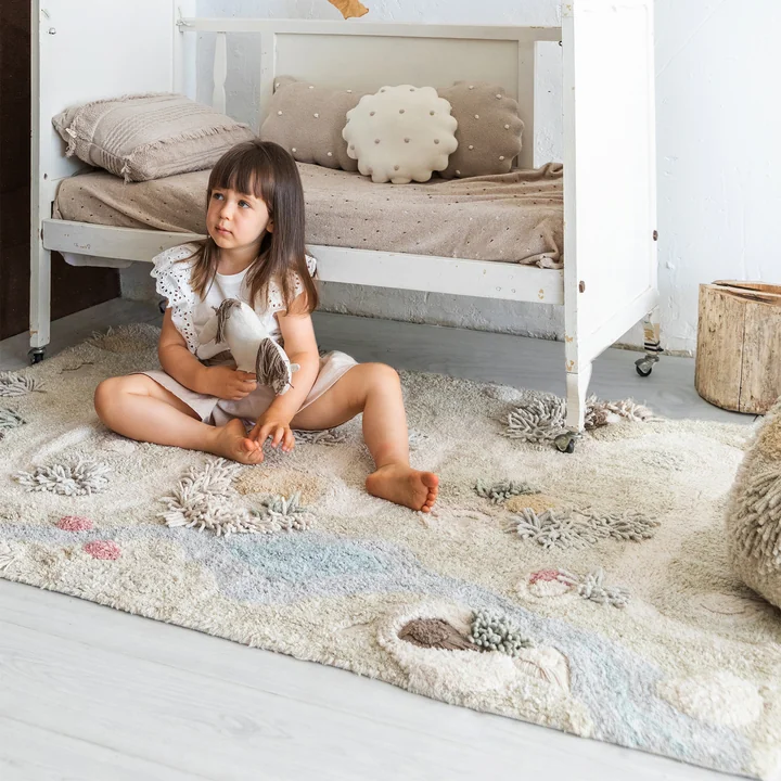 Path of Nature Play rug, 120 x 160 cm, nature / green / rose from Lorena Canals